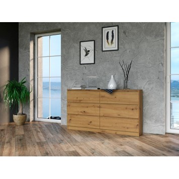 Commode IRINA 6 tiroirs 138 x75 x 40 cm Bois