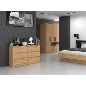 Commode IRINA 6 tiroirs 138 x75 x 40 cm Bois