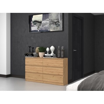 Commode IRINA 6 tiroirs 138 x75 x 40 cm Bois