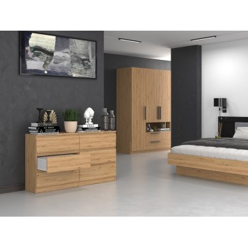Commode IRINA 6 tiroirs 138 x75 x 40 cm Bois