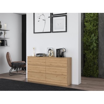 Commode IRINA 6 tiroirs 138 x75 x 40 cm Bois