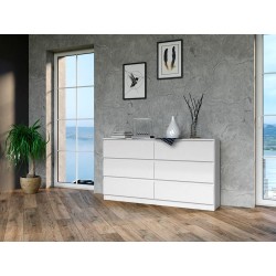Commode IRINA 6 tiroirs 138 x75 x 40 cm Blanche