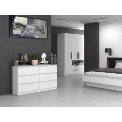 Commode IRINA 6 tiroirs 138 x75 x 40 cm Blanche