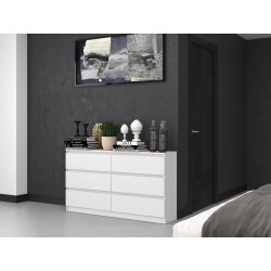 Commode IRINA 6 tiroirs 138 x75 x 40 cm Blanche