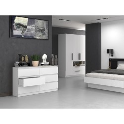 Commode IRINA 6 tiroirs 138 x75 x 40 cm Blanche