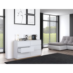 Commode IRINA 6 tiroirs 138 x75 x 40 cm Blanche