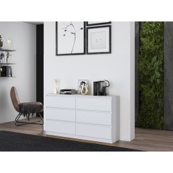 Commode IRINA 6 tiroirs 138 x75 x 40 cm Blanche