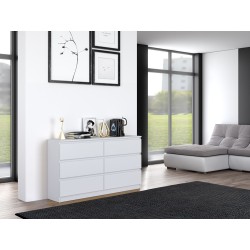 Commode IRINA 6 tiroirs 138 x75 x 40 cm Blanche