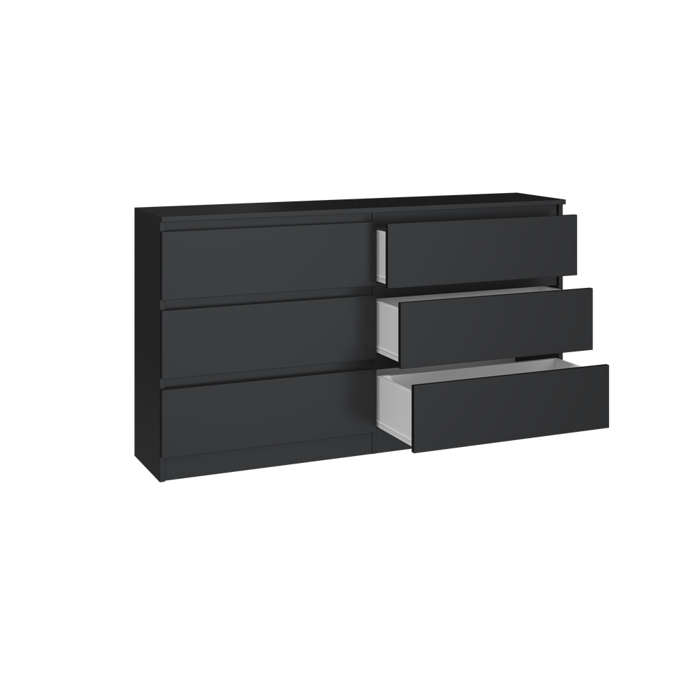 Commode IRINA 6 tiroirs 138 x75 x 40 cm Noir Commode IRINA 6 tiroirs 138 x75 x 40 cm Noir