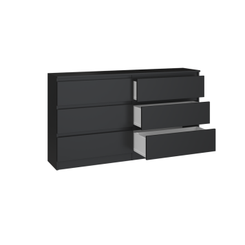 Commode IRINA 6 tiroirs 138 x75 x 40 cm Noir