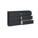 Commode IRINA 6 tiroirs 138 x75 x 40 cm Noir