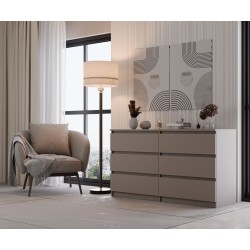 Commode IRINA 6 tiroirs 138 x75 x 40 cm Beige