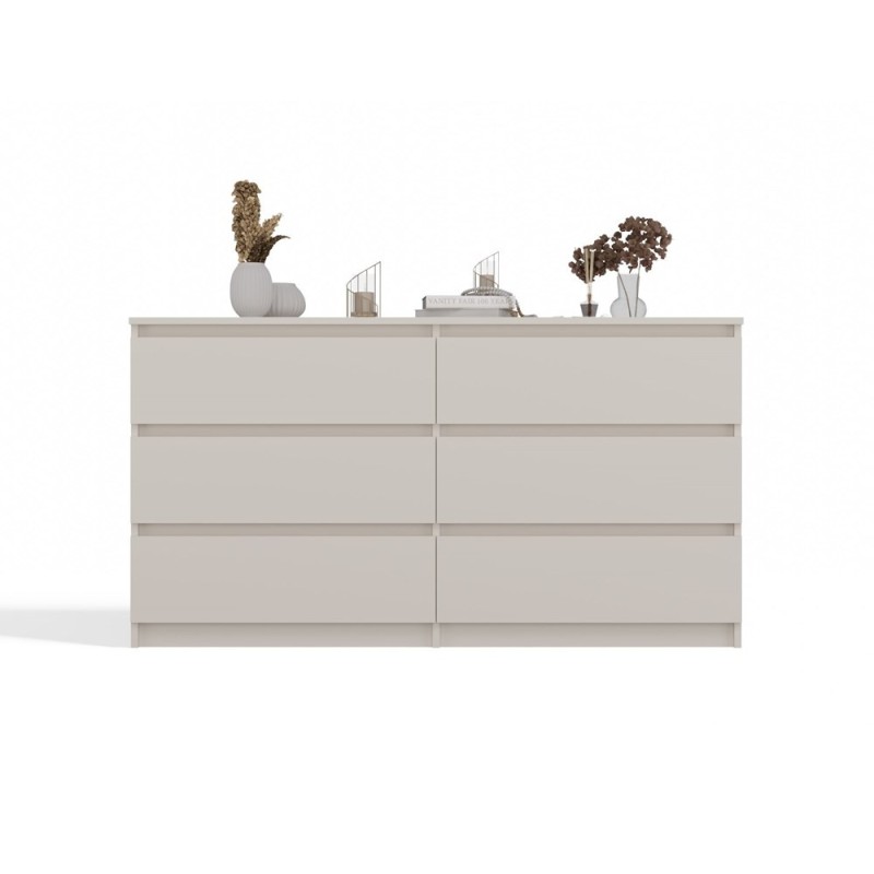 Commode IRINA 6 tiroirs 138 x75 x 40 cm Beige clair Commode IRINA 6 tiroirs 138 x75 x 40 cm Beige clair