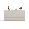 Commode IRINA 6 tiroirs 138 x75 x 40 cm Beige clair