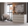 Commode IRINA 6 tiroirs 138 x75 x 40 cm Beige clair