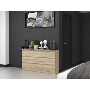 Commode IRINA 6 tiroirs 138 x75 x 40 cm Bois