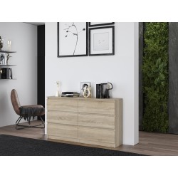 Commode IRINA 6 tiroirs 138 x75 x 40 cm Bois