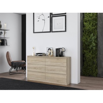 Commode IRINA 6 tiroirs 138 x75 x 40 cm Bois