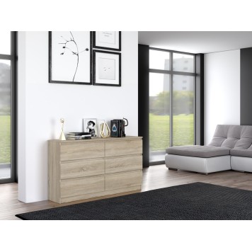 Commode IRINA 6 tiroirs 138 x75 x 40 cm Bois