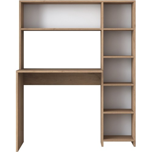 Ensemble Bureau Et Étagère Deryn Blanc Et Chêne Clair