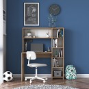 Ensemble Bureau Et Étagère Deryn Blanc Et Chêne Clair