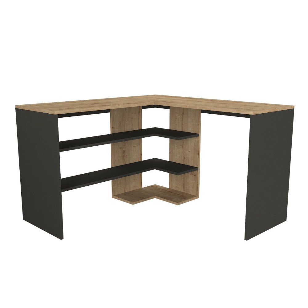 Bureau D'angle Pacas Bois Naturel Et Anthracite Bureau D'angle Pacas Bois Naturel Et Anthracite
