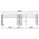 Bureau Double Adelix 240cm Bois Chêne Et Métal Noir