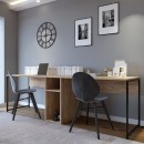 Bureau Double Adelix 240cm Bois Chêne Et Métal Noir