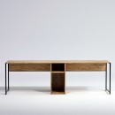 Bureau Double Adelix 240cm Bois Chêne Et Métal Noir