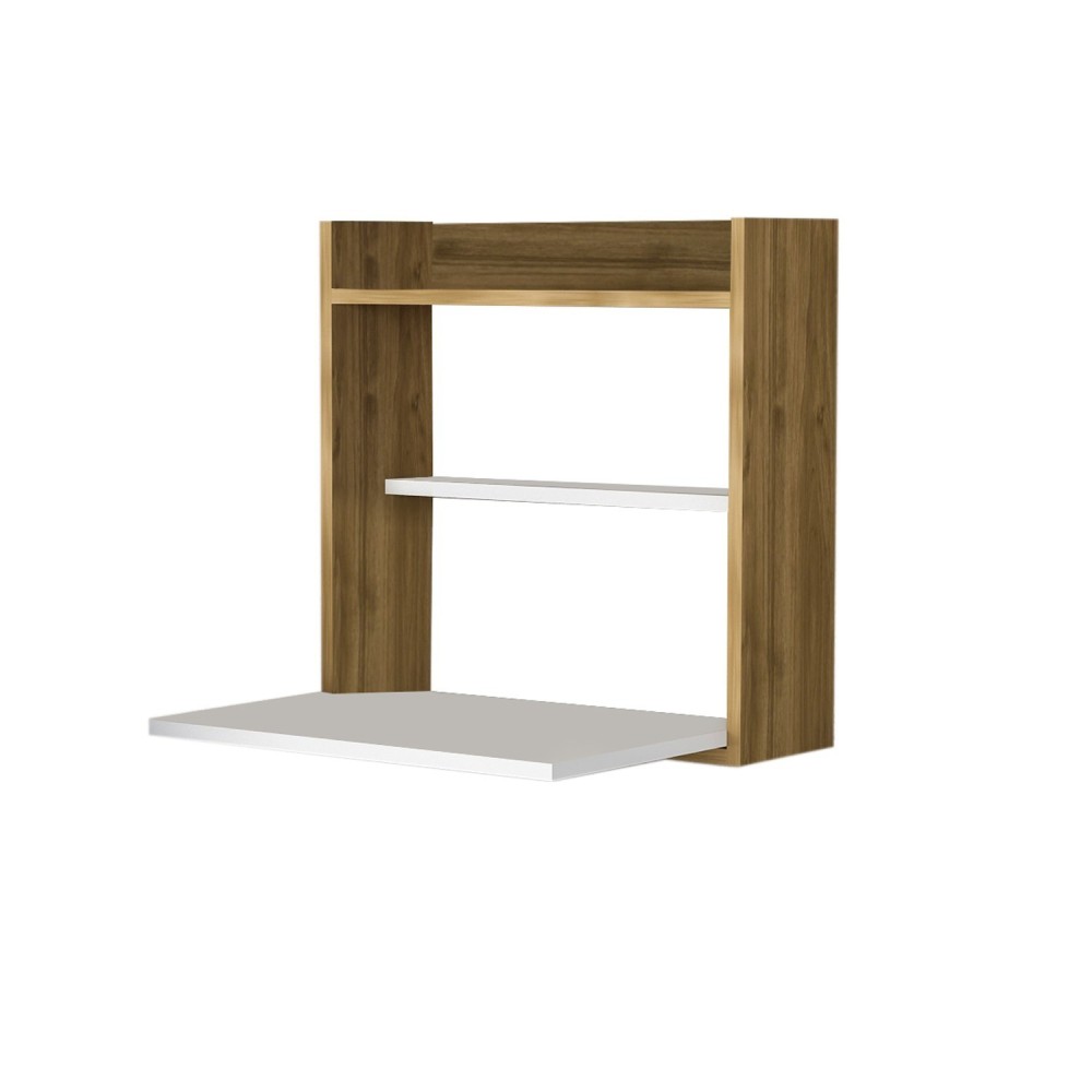 Bureau Murale Cizax 60cm Bois Et Blanc Bureau Murale Cizax 60cm Bois Et Blanc