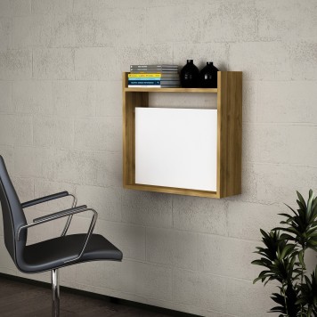 Bureau Murale Cizax 60cm Bois Et Blanc