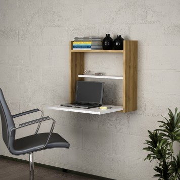Bureau Murale Cizax 60cm Bois Et Blanc