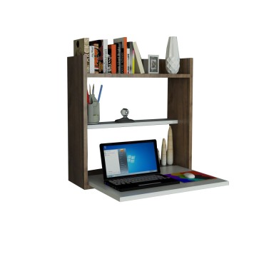 Bureau Murale Cizax 60cm Bois Et Blanc