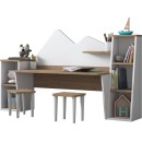 Ensemble bureau enfant  avec tabouret blanc et bois