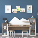 Ensemble bureau enfant  avec tabouret blanc et bois
