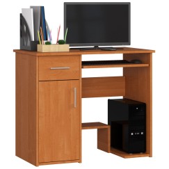 Bureau JENNA 1 porte 1 Tiroir 3 étagères 90x74X50 cm Marron