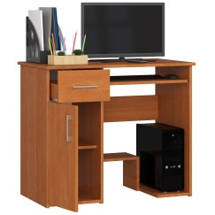 Bureau JENNA 1 porte 1 Tiroir 3 étagères 90x74X50 cm Marron