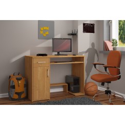 Bureau JENNA 1 porte 1 Tiroir 3 étagères 90x74X50 cm Marron