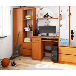 Bureau JENNA 1 porte 1 Tiroir 3 étagères 90x74X50 cm Marron