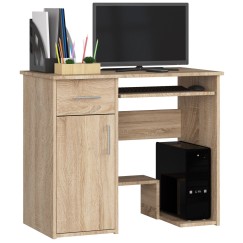 Bureau JENNA 1 porte 1 Tiroir 3 étagères 90x74X50 cm Marron