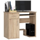 Bureau JENNA 1 porte 1 Tiroir 3 étagères 90x74X50 cm Marron
