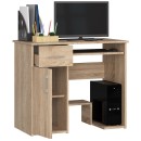 Bureau JENNA 1 porte 1 Tiroir 3 étagères 90x74X50 cm Marron