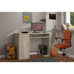Bureau JENNA 1 porte 1 Tiroir 3 étagères 90x74X50 cm Marron
