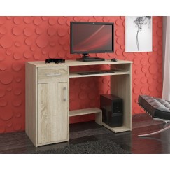 Bureau JENNA 1 porte 1 Tiroir 3 étagères 90x74X50 cm Marron