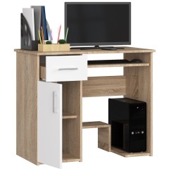 Bureau JENNA 1 porte 1 Tiroir 3 étagères 90x74X50 cm Marron