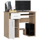 Bureau JENNA 1 porte 1 Tiroir 3 étagères 90x74X50 cm Marron