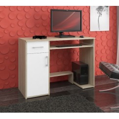 Bureau JENNA 1 porte 1 Tiroir 3 étagères 90x74X50 cm Marron