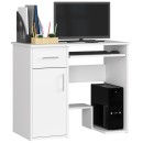 Bureau JENNA 1 porte 1 Tiroir 3 étagères 90x74X50 cm blanc