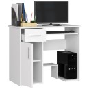 Bureau JENNA 1 porte 1 Tiroir 3 étagères 90x74X50 cm blanc
