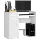 Bureau JENNA 1 porte 1 Tiroir 3 étagères 90x74X50 cm blanc